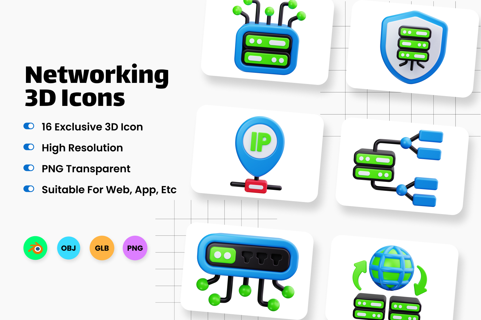 Networking 3D Icon Pack - 16 Free Download Network & Communication 3D ...