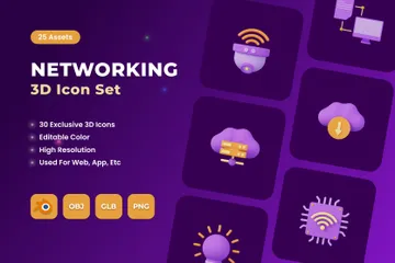 Networking 3D Icon Pack