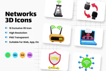 Networks 3D Icon Pack