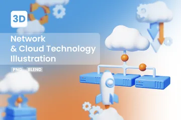 Netzwerk- und Cloud-Technologie 3D Icon Pack
