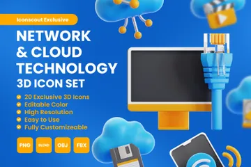 Netzwerk- und Cloud-Technologie 3D Icon Pack