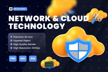 Netzwerk- und Cloud-Technologie 3D Icon Pack