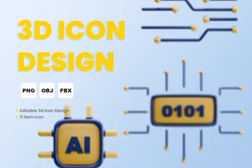 Netzwerk und KI 3D Icon Pack