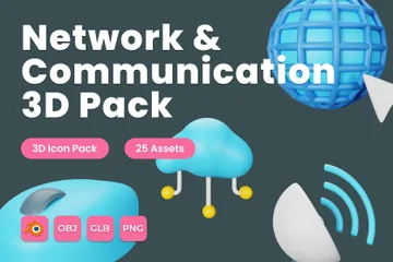 Netzwerk-Kommunikation 3D Icon Pack