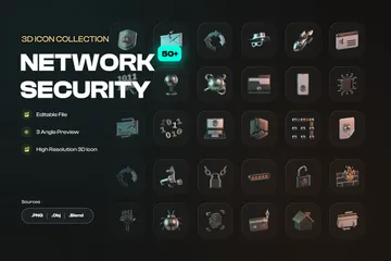 Netzwerksicherheit 3D Icon Pack