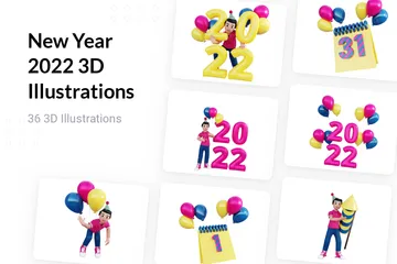 Neujahr 2022 3D Illustration Pack