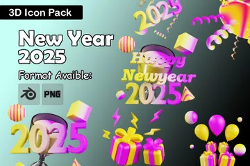 Neujahr 2025 3D Icon Pack