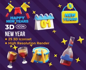 Neujahrs 3D Icon Pack