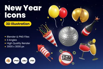 Neujahr 3D Illustration Pack