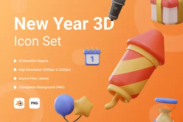 Neujahr 3D Icon Pack