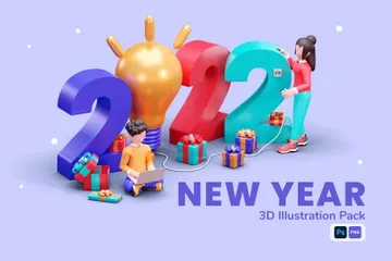 Neujahr 3D Illustration Pack