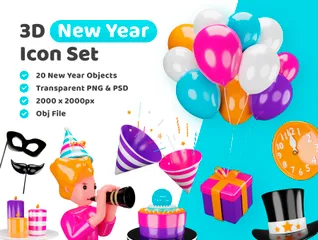 Neujahr 3D Illustration Pack