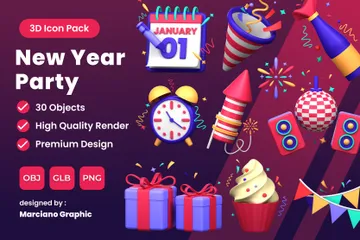 Neujahr 3D Icon Pack