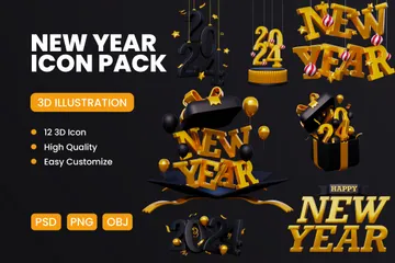 Neujahr 3D Icon Pack