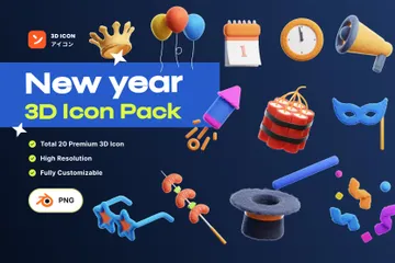 Neujahr 3D Icon Pack