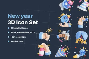 Neujahr 3D Icon Pack