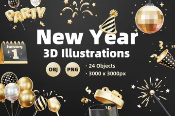 Neujahr 3D Icon Pack