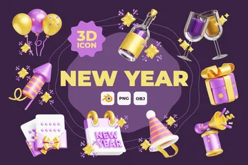 Neujahr 3D Icon Pack