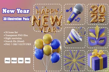 Neujahr 3D Icon Pack