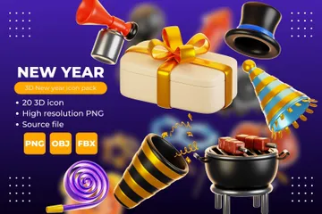 Neujahr 3D Illustration Pack