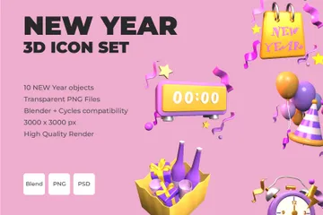 Neujahr 3D Icon Pack