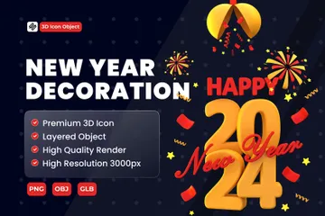 Neujahrsdekoration 3D Illustration Pack