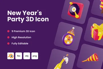 Neujahrsfeier 3D Icon Pack