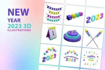 New Year 2023 3D Icon Pack