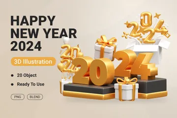 New Year 2024 3D Icon Pack