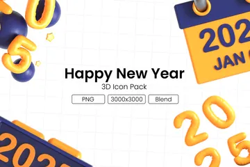 New Year 2025 3D Icon Pack