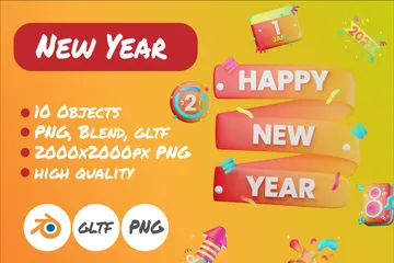 New Year 3D Icon Pack
