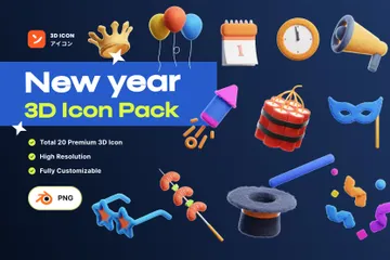 New Year 3D Icon Pack