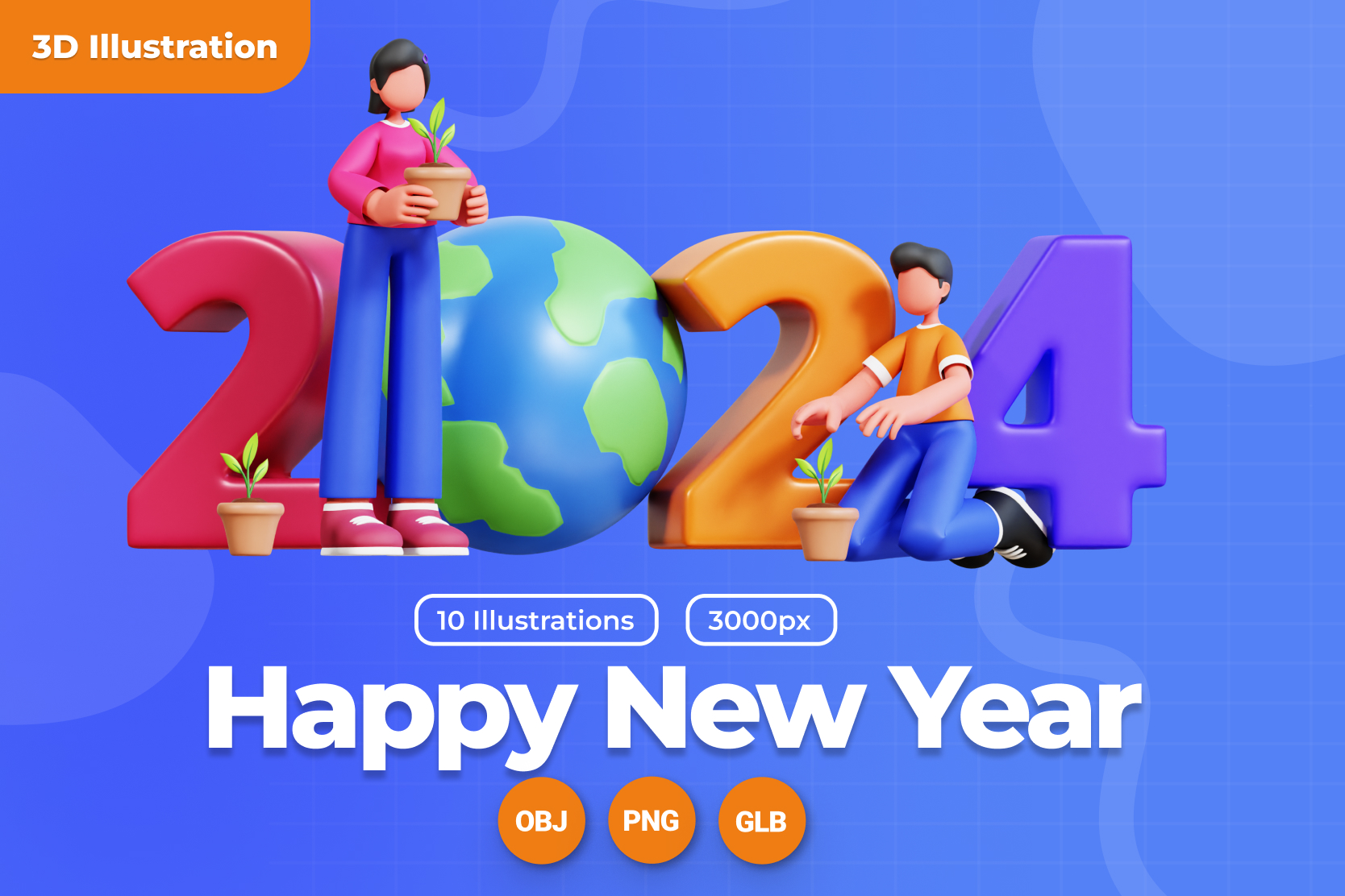 Premium New Year 3D Illustration pack from Festival & Days 3D Illustrations