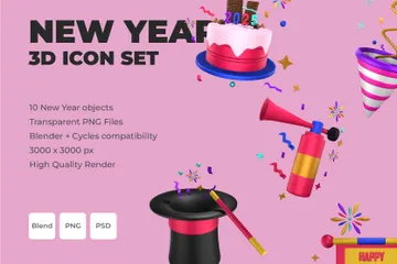 New Year 3D Icon Pack