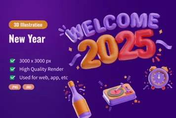 New Year 3D Icon Pack