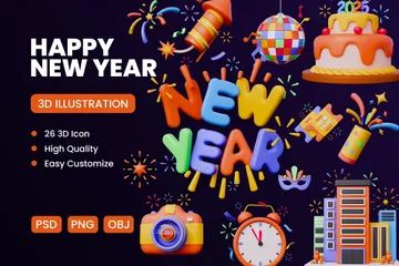 New Year 3D Icon Pack