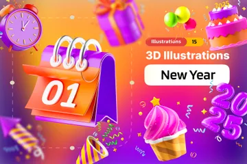 New Year 3D Icon Pack