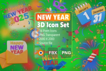 New Year 3D Icon Pack