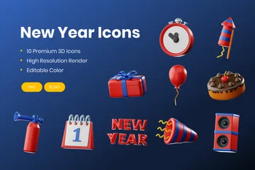 New Year 3D Icon Pack