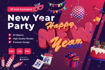 New Year 3D Icon Pack