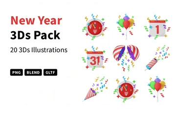 New Year 3D Icon Pack