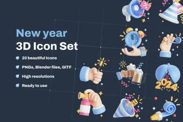 New Year 3D Icon Pack