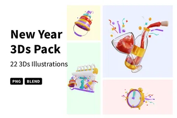 New Year 3D Icon Pack