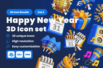 New Year 3D Icon Pack