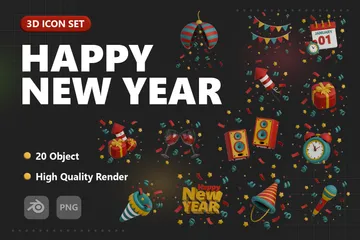 New Year 3D Icon Pack