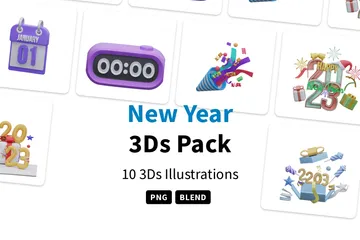 New Year 3D Icon Pack