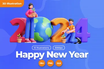 New Year 3D Illustration Pack