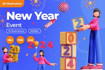 New Year 3D Illustration Pack