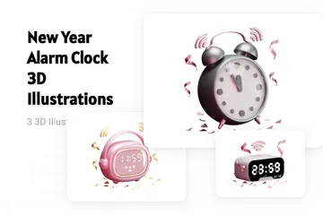 New Year Alarm Clock 3D Illustration Pack