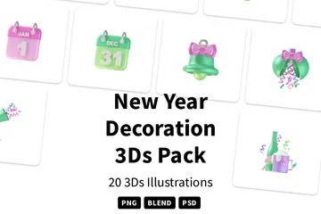 新年の飾り 3D Iconパック